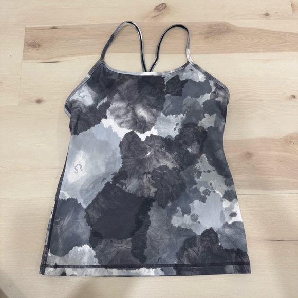 Lululemon Power Y Tank White Coal Tinted Canvas Super Women's 8 Workout Athletic - Picture 5 of 13